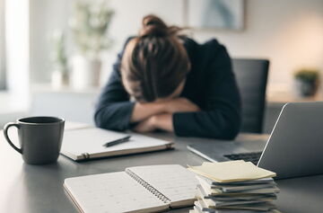 Erschöpfte Frau mit Verdacht auf Burnout-Syndrom