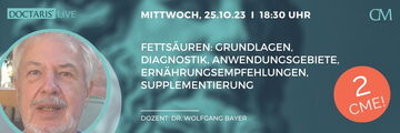 Webinar zu Fettsäuren: Grundlagen, Diagnostik, Ernährungsempfehlungen und Supplementierung, mit Dr. Wolfgang Bayer.